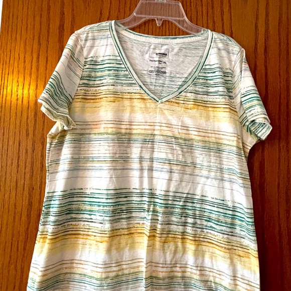 Ladies petites v next striped t shirt - Picture 1 of 3